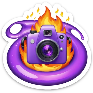 Glitter Fire Camera Purple sticker