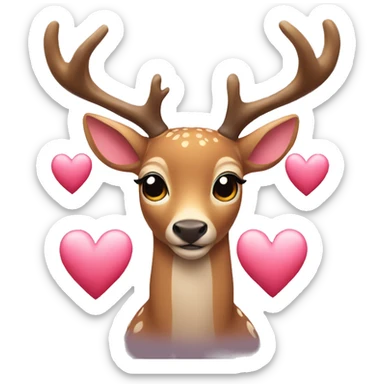 Deer with hearts sticker