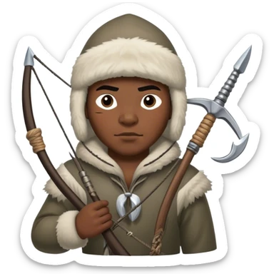Inuit hunter photorealistic with harpoon sticker
