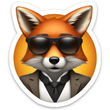 fox in smoking costume wearing sunglasses, secret agent vibes sticker