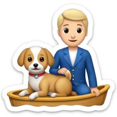 crea un emoji de buenas noches. Pon un texto : Buenas noches Javier y Tobi. Javier es una imagen de profesor y Tobi q sea imagen de un perro sticker