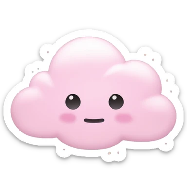 Cloud Emoji "A fluffy pastel pink cloud floating softly, with tiny glitter particles and a subtle glowing outline." sticker