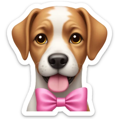 Dog wearing a pink bow  sticker