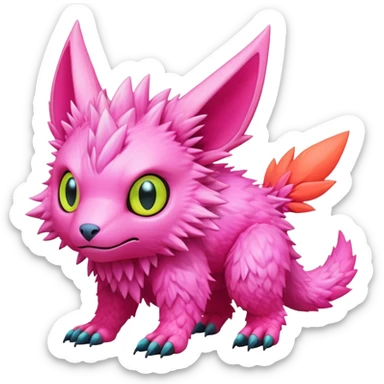  lush cozy warm-colored neon-colored cyber-Fakémon-Digimon-Trico-creature sticker