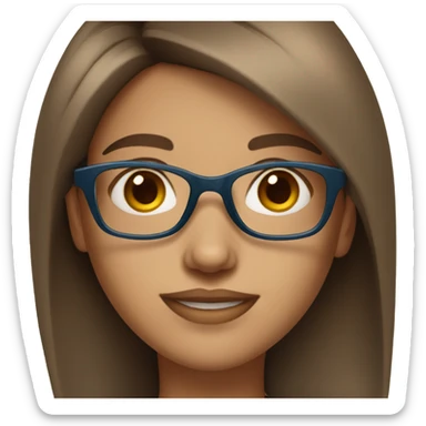 beautiful girl with blue glasses. Brown and medium height hair. brown eyes. sticker