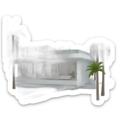A modern white villa with palms sticker