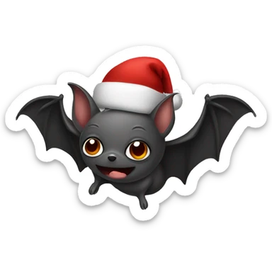 Bat wearing a Santa hat  sticker