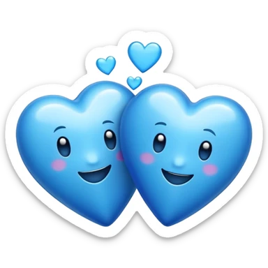 2 happy blue hearts sticker