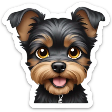 black puppy yorkshire terrier as charles chaplin sticker