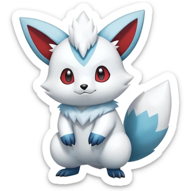Shiny White Furry Snowy Ice-type Zangoose-Oshawott-Minccino-Emolga-Hybrid (Full body) sticker