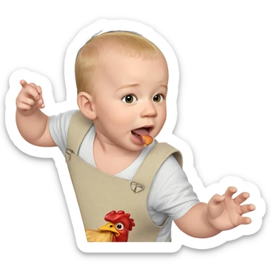 boy with chicken and tongue sticker