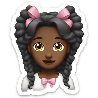 Can you make an angelic faced dark-skinned girl with long burnette hair and bows sticker