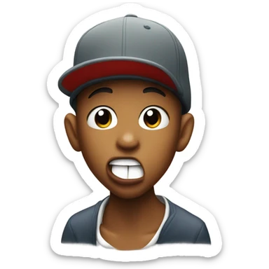 B-boy with Kangol hat showing bite gesture sticker