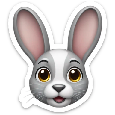 rabbit with gray nose and ears sticker