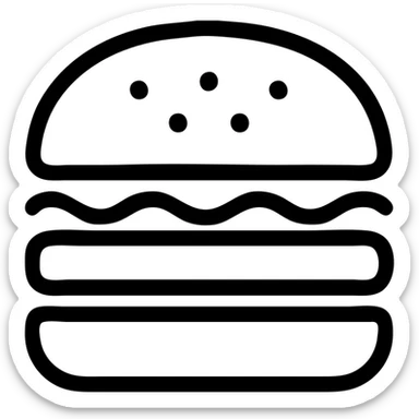 burger icon, outlined style, no fill, crisp black lines, modern and professional look sticker