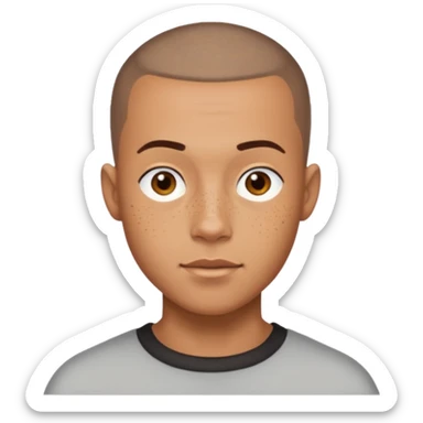 Lightskin man with buzz cut and freckles sticker