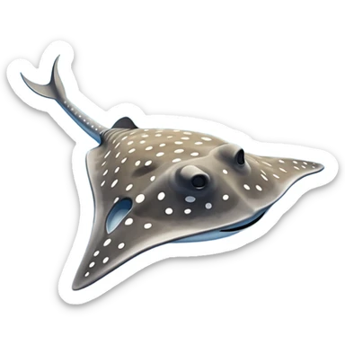 Spotted eagle sting ray with long stinger viewed from above sticker