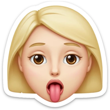 face with eyes rolled up, tongue hanging out, blushed sticker