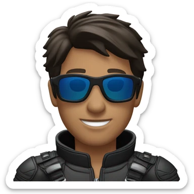 bmw gs 1250 black male rider sunglases on bike dark hair blue eyes sticker