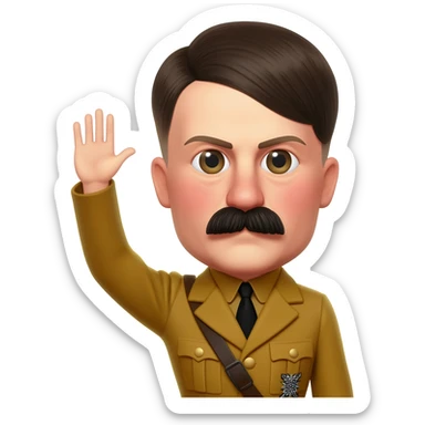 Hitler realistic tiny mustache raising his hand forward and up sticker