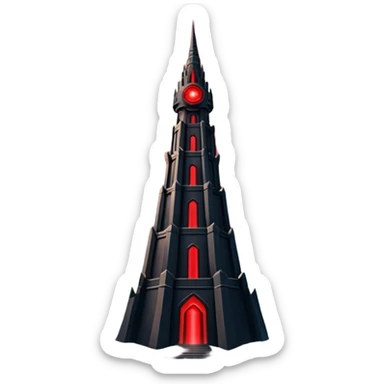 Barad Dúr from Lord of the Rings, Dark, giant Tower, with red laser beams shooting into the sky sticker