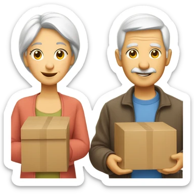 Old couple moving house sticker