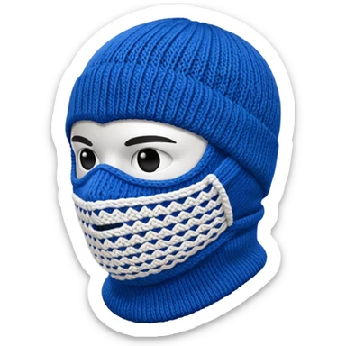 ski mask blue and white on half  sticker