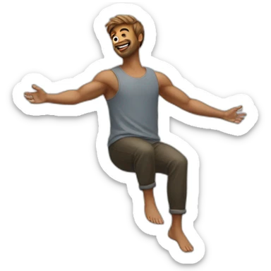 a guy floting in the air in a god pose sticker