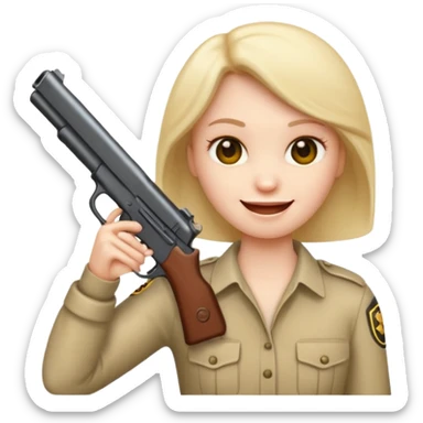 Emoji smiling and holding gun to its head sticker