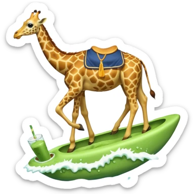 giraffe riding a redbull into a ocean of matcha sticker