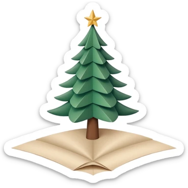 Fais le sapin plus petit, ancré dans du papier. Traits délicats. Logo pour réseaux sociaux. sticker