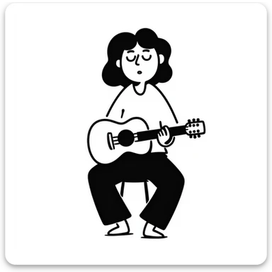 sad musician with guitar looking up thoughtfully sticker