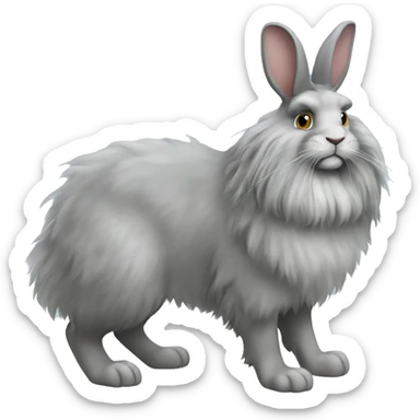 a full body fluffy Grey lionhead rabbit sticker