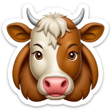 Vaca escocesa donde no se le ven los ojos sticker