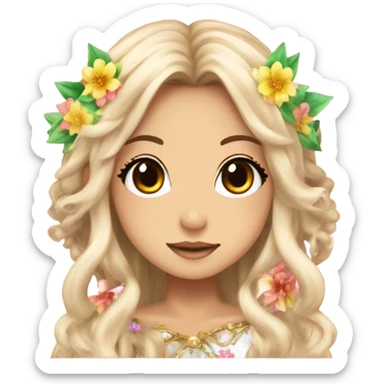 hime gyaru girl, elf princess, flowers in hair sticker