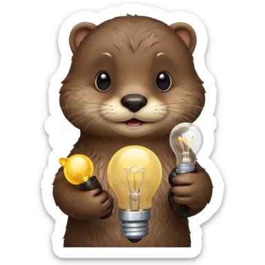 otter holding a lightbulb sticker
