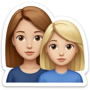 Maman cheveux marrons et fille cheveux blond sticker