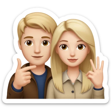 Portrait of 2 people (selfie style) 	•	Background: Remove or blur it / make it transparent (PNG) 	•	Style: Realistic, smooth edges, clear faces, keep hair and hand details sticker