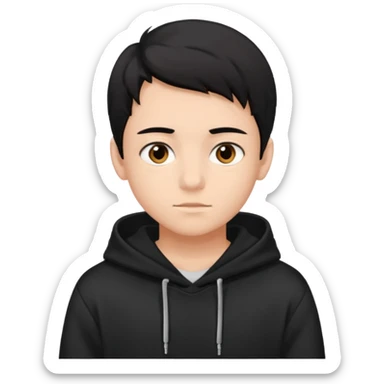 Chłopak brązowe oczy czarne włosy bluza czarna i taki bardziej żeby wyglądał na 15 latka sticker