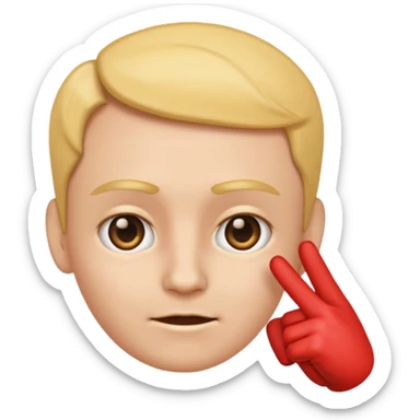 emoji of a hand pointing at the forehead area on a human face, simple cartoon style sticker
