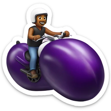 Biker riding an eggplant sticker