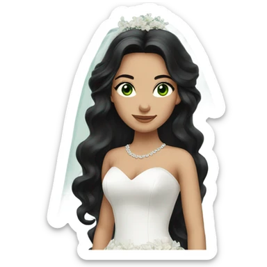 Beautiful bride with long black hair green eyes  sticker