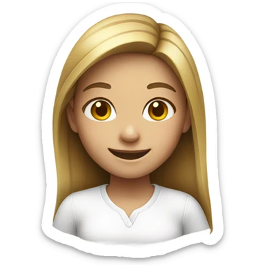 smiling girl in white shirt sticker