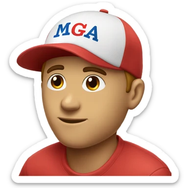 Red ball cap that says MAGA  sticker