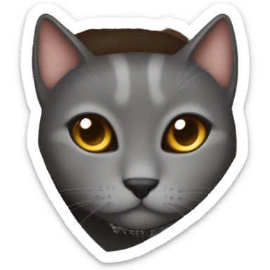 grey cat cozy in brown blanket  sticker