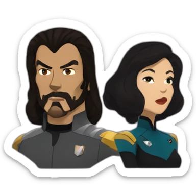boris badanov and natasha fatale as klingons on star trek: lower decks sticker