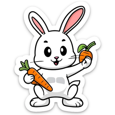 bugs bunny cartoon rabbit with carrot sticker