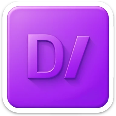 Illustration of simple Typography bold style lettering in purple, the letters "DV", isolated, flat vector design. No emoji icons, no emoji faces, no human figures, 4k hd professional quality sticker
