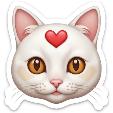gato blanco con pocas manchitas marrones con corazones sobre los ojos  sticker