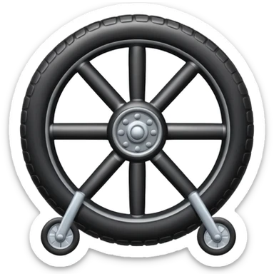 he aircraft's landing gear is one inflated, plump wheel with a strut, black in color, cartoon-style sticker